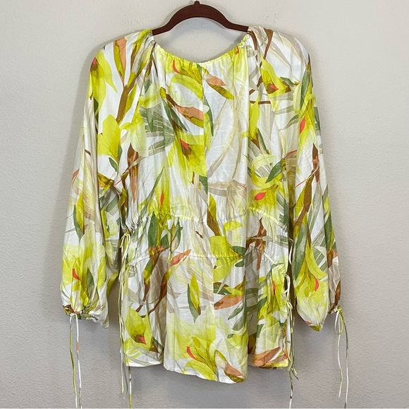 H&M Tropical Floral Drawstring Blouse NWT Size M - Picture 9 of 12